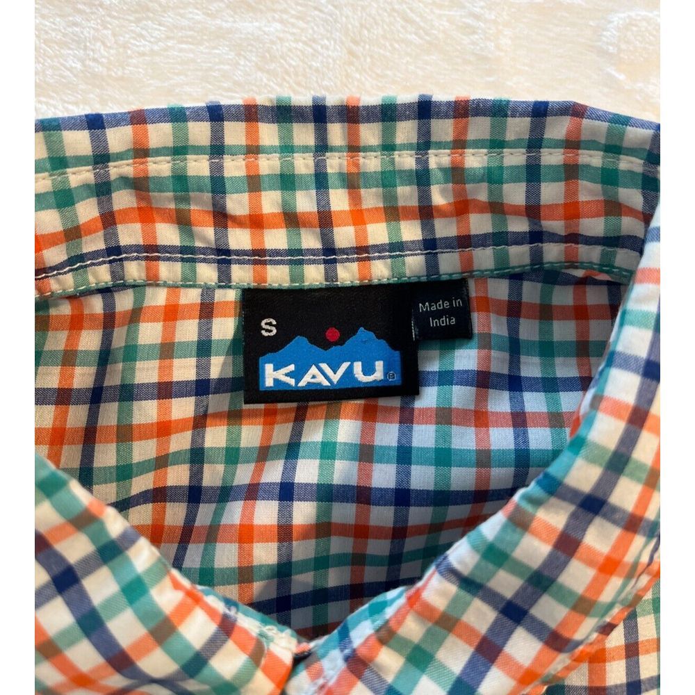 Kavu Lightweight Long Sleeve Plaid Button Up Shirt Dress Mens Sz S‎ Preppy Retro